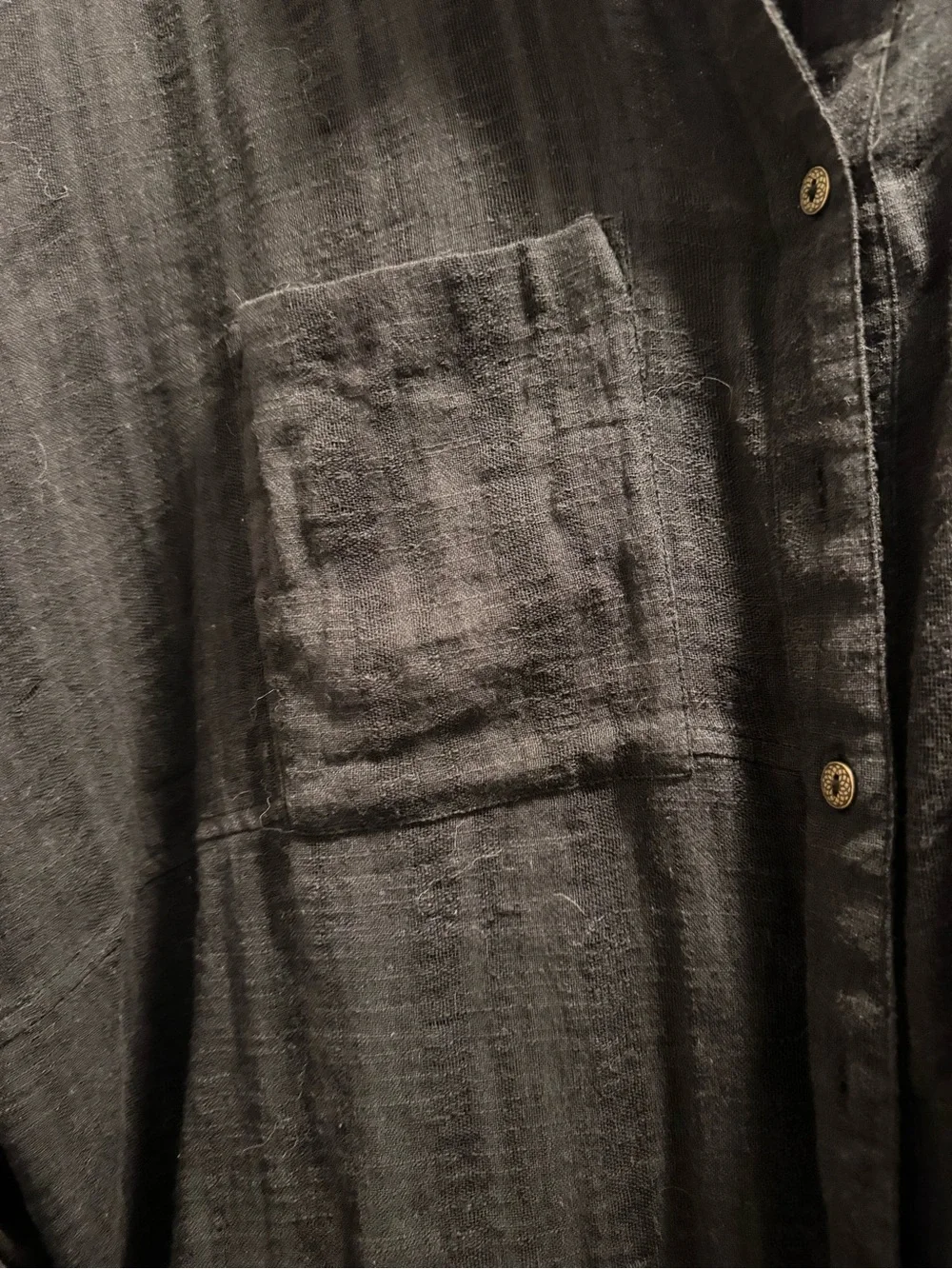 Free People Blue Gauzy 100% Cotton Button Up Shirt Back Slit SZ M